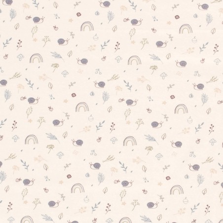 Tissu jersey escargots fond écru