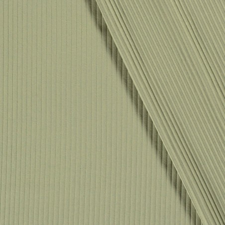 Tissu jersey cotelé 6 mm vert amande