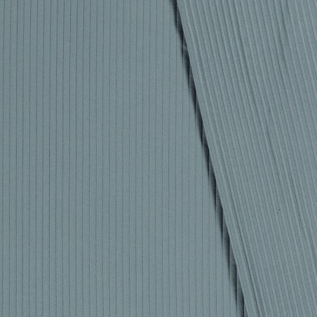 Tissu jersey cotelé 6 mm bleu jean