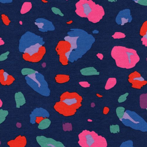 Tissu jersey Animal Mark fond bleu Nerida Hansen