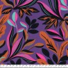 Tissu coton satiné Lush Leaves fond violet Nerida Hansen