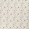Tissu coton sapins décorés glitter fond blanc cassé