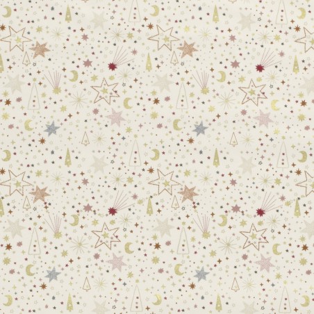 Tissu coton ciel étoilé glitter fond blanc cassé