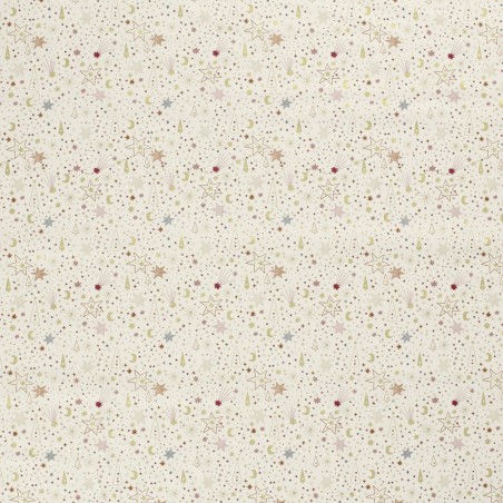 Tissu coton ciel étoilé glitter fond blanc cassé
