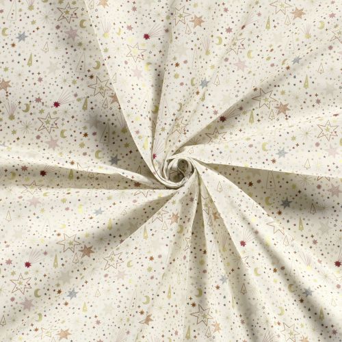 Tissu coton ciel étoilé glitter fond blanc cassé