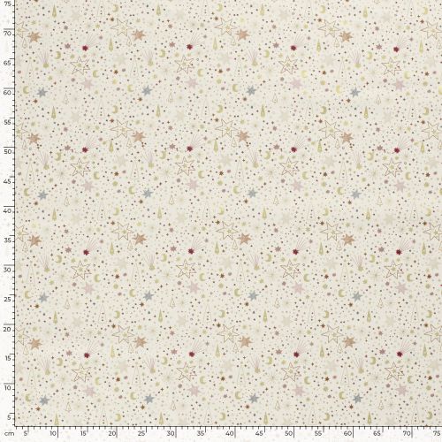 Tissu coton ciel étoilé glitter fond blanc cassé