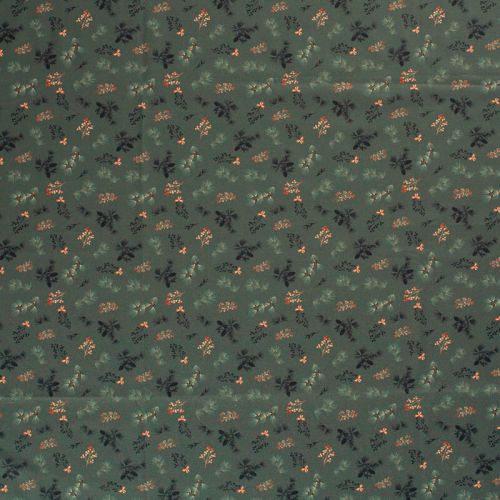 Tissu coton feuillage glitter fond vert mousse