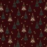 Tissu coton sapin glitter fond bordeaux  Tissu coton sapin glitter fond bordeaux