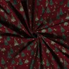 Tissu coton sapin glitter fond bordeaux  Tissu coton sapin glitter fond bordeaux