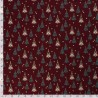 Tissu coton sapin glitter fond bordeaux  Tissu coton sapin glitter fond bordeaux