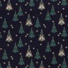 Tissu coton sapin glitter fond bleu marine  Tissu coton sapin glitter fond bleu marine