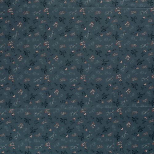 Tissu coton feuillage glitter fond gris foncé