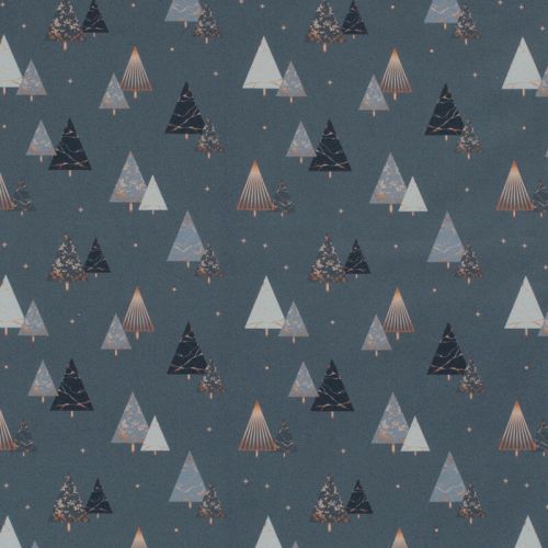 Tissu coton sapin glitter fond gris foncé 