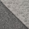 Tissu sweat minky dinos fond gris chiné Tissu sweat minky dinos fond gris chiné