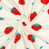 Tissu sweat fin fraises fond écru Poppy Tissu sweat fin fraises fond écru Poppy
