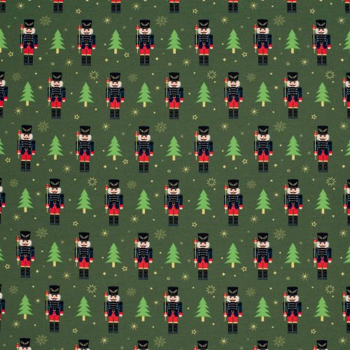 Tissu French Terry Casse-noisettes fond vert 