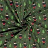 Tissu French Terry Casse-noisettes fond vert  Tissu French Terry Casse-noisettes fond vert