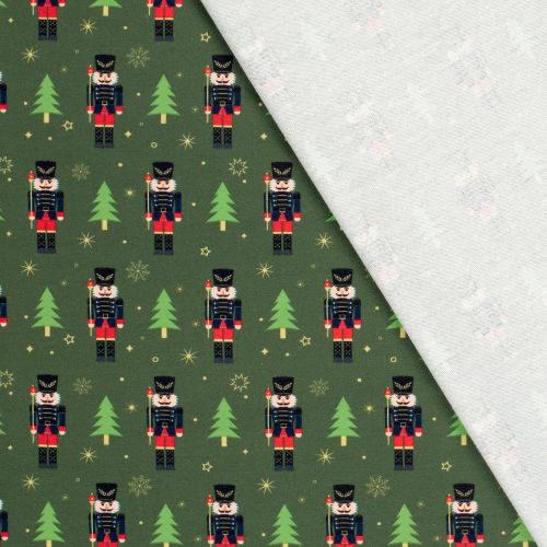 Tissu French Terry Casse-noisettes fond vert 