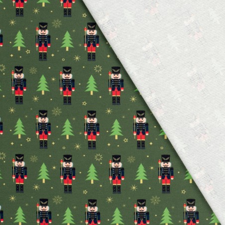 Tissu French Terry Casse-noisettes fond vert 