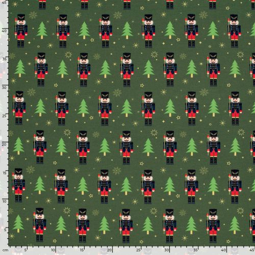 Tissu French Terry Casse-noisettes fond vert 