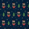 Tissu French Terry Casse-noisettes fond bleu marine  Tissu French Terry Casse-noisettes fond bleu marine