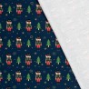 Tissu French Terry Casse-noisettes fond bleu marine  Tissu French Terry Casse-noisettes fond bleu marine