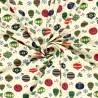 Tissu French Terry boules de noël fond écru 