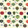 Tissu French Terry boules de noël fond écru 