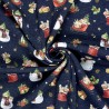 Tissu sweat Merry Christmas fond bleu marine Tissu sweat Merry Christmas fond bleu marine