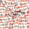 Tissu sweat Christmas trains fond blanc Tissu sweat Christmas trains fond blanc