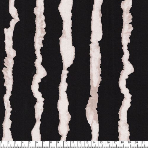 Tissu twill viscose vagues sable fond noir