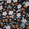 Tissu toile gabardine Strawberries noir