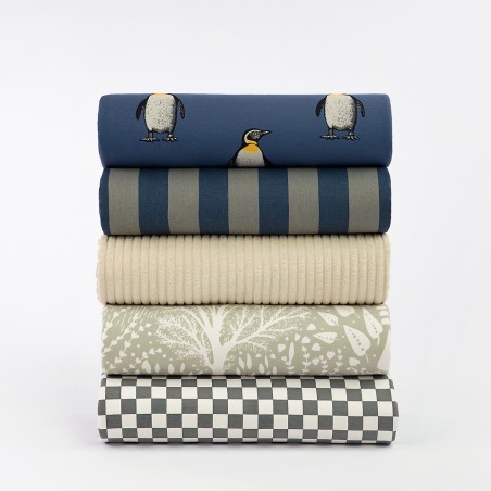 Tissu French Terry Checkers See You at Six 