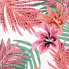 Tissu jersey viscose motif tropical rose fond blanc Tissu jersey viscose motif tropical rose fond blanc