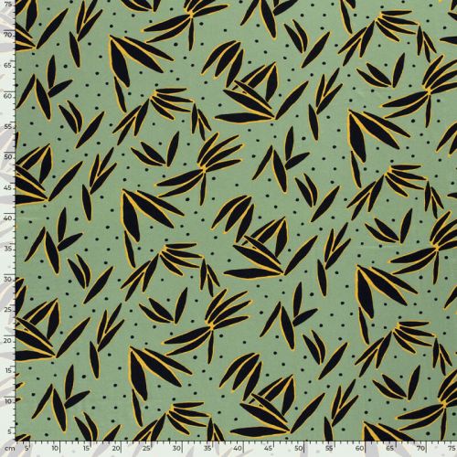 Tissu jersey viscose fleurs fond vert 