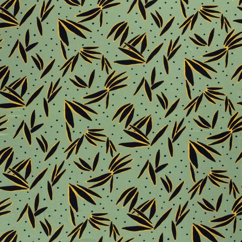 Tissu jersey viscose fleurs fond vert 