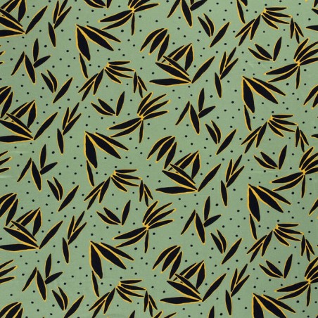 Tissu jersey viscose fleurs fond vert 