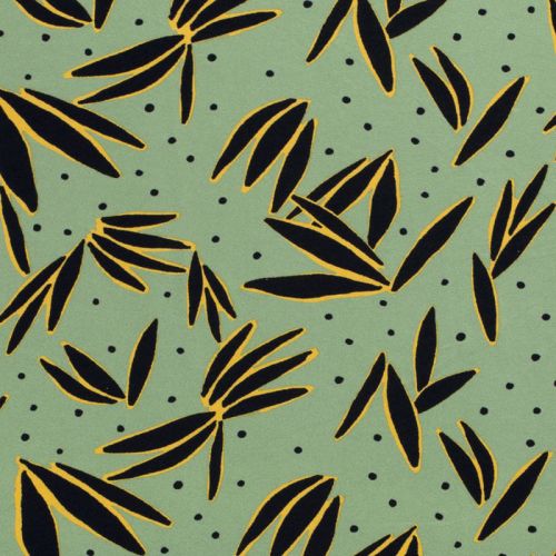 Tissu jersey viscose fleurs fond vert 