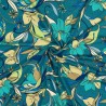 Tissu jersey viscose Fleurs 70's fond bleu