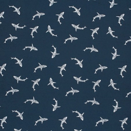 Tissu jersey requins fond marine
