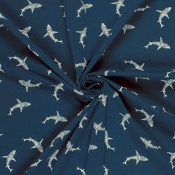 Tissu jersey requins fond marine