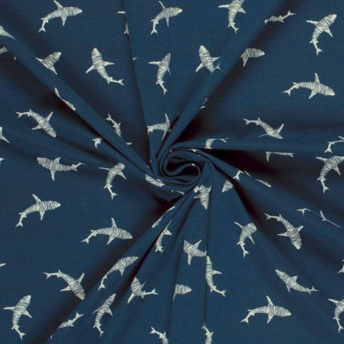 Tissu jersey requins fond marine