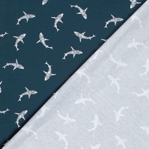 Tissu jersey requins fond marine