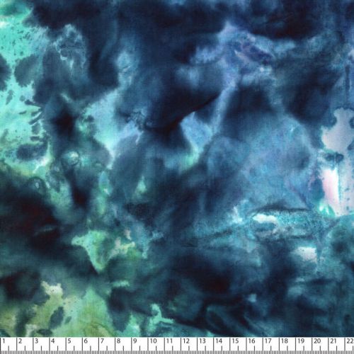 Tissu viscose imprimé batik bleu et vert