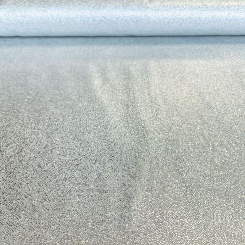 Tissu viscose lin paillettes holographiques argent fond beige chiné