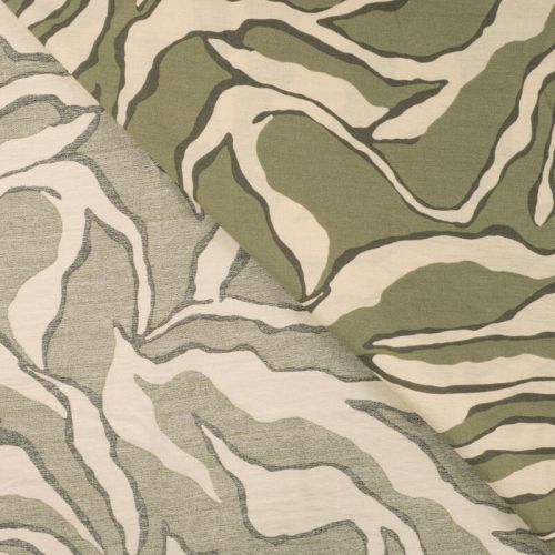 Tissu crêpe Air Flow zebra kaki