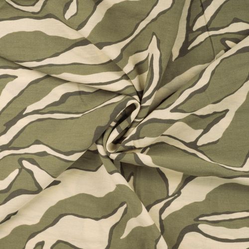 Tissu crêpe Air Flow zebra kaki