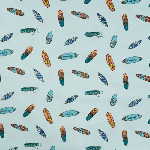 Tissu jersey surfboards fond bleu
