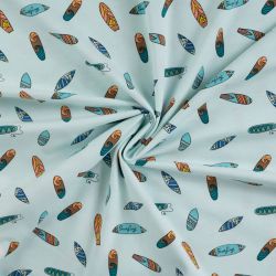 Tissu jersey surfboards fond bleu