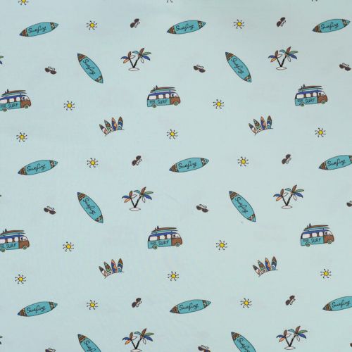 Tissu jersey Surfing fond bleu